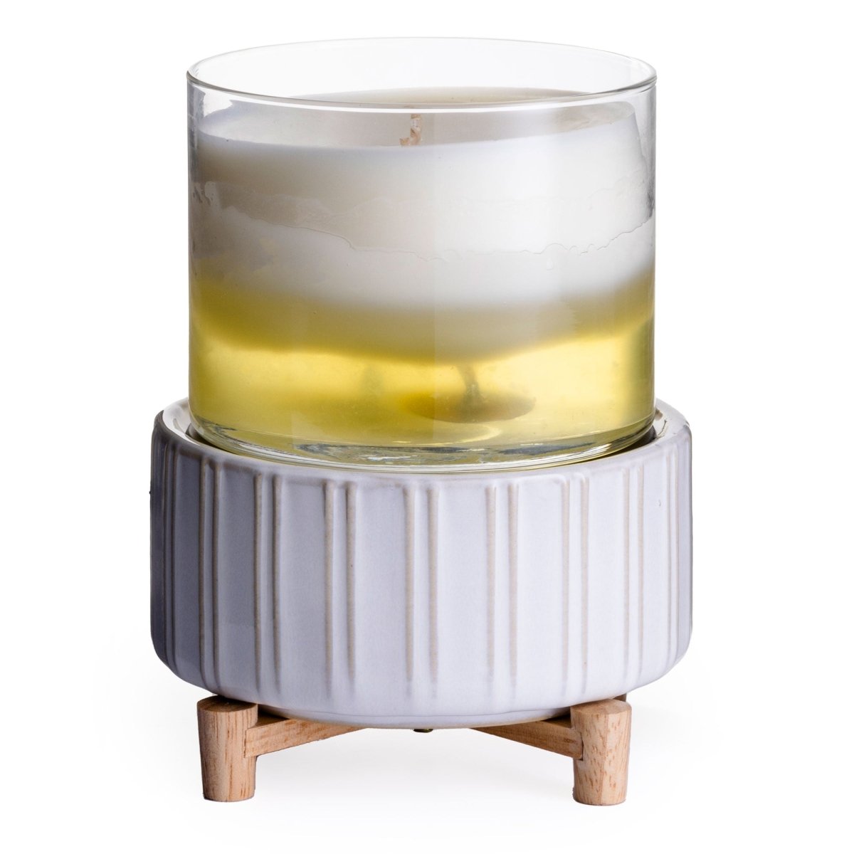 Ceramic & Wood 2-in-1 Classic Fragrance Wax Melt Warmer with candle