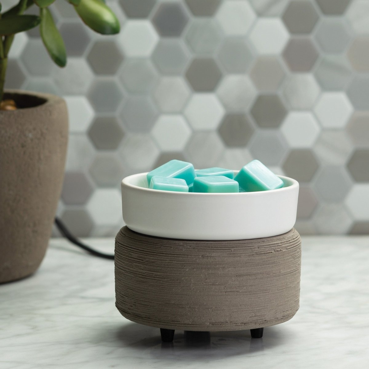 Grey Texture 2-In-1 Classic Fragrance Wax Melt Warmer on counter