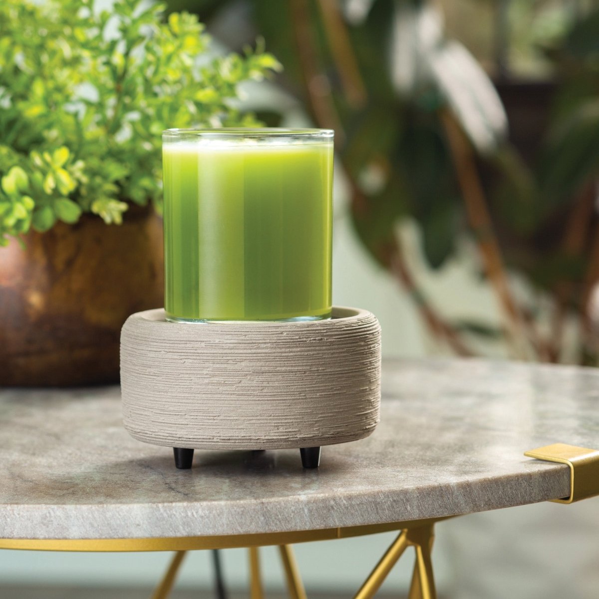 Grey Texture 2-In-1 Classic Fragrance Wax Melt Warmer with candle