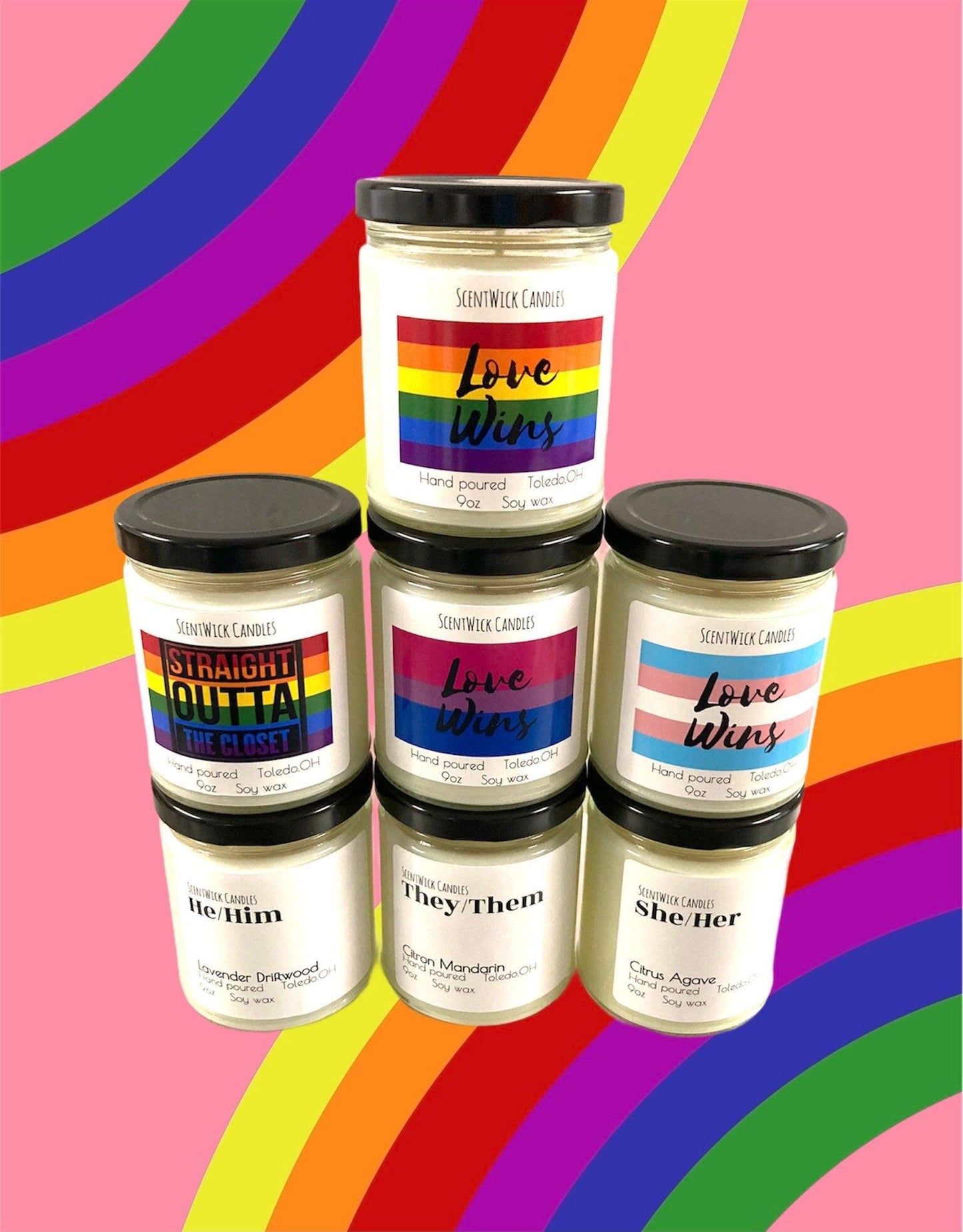 LGBTQ She/Her Pronouns Pride Candle - ScentWick Candles