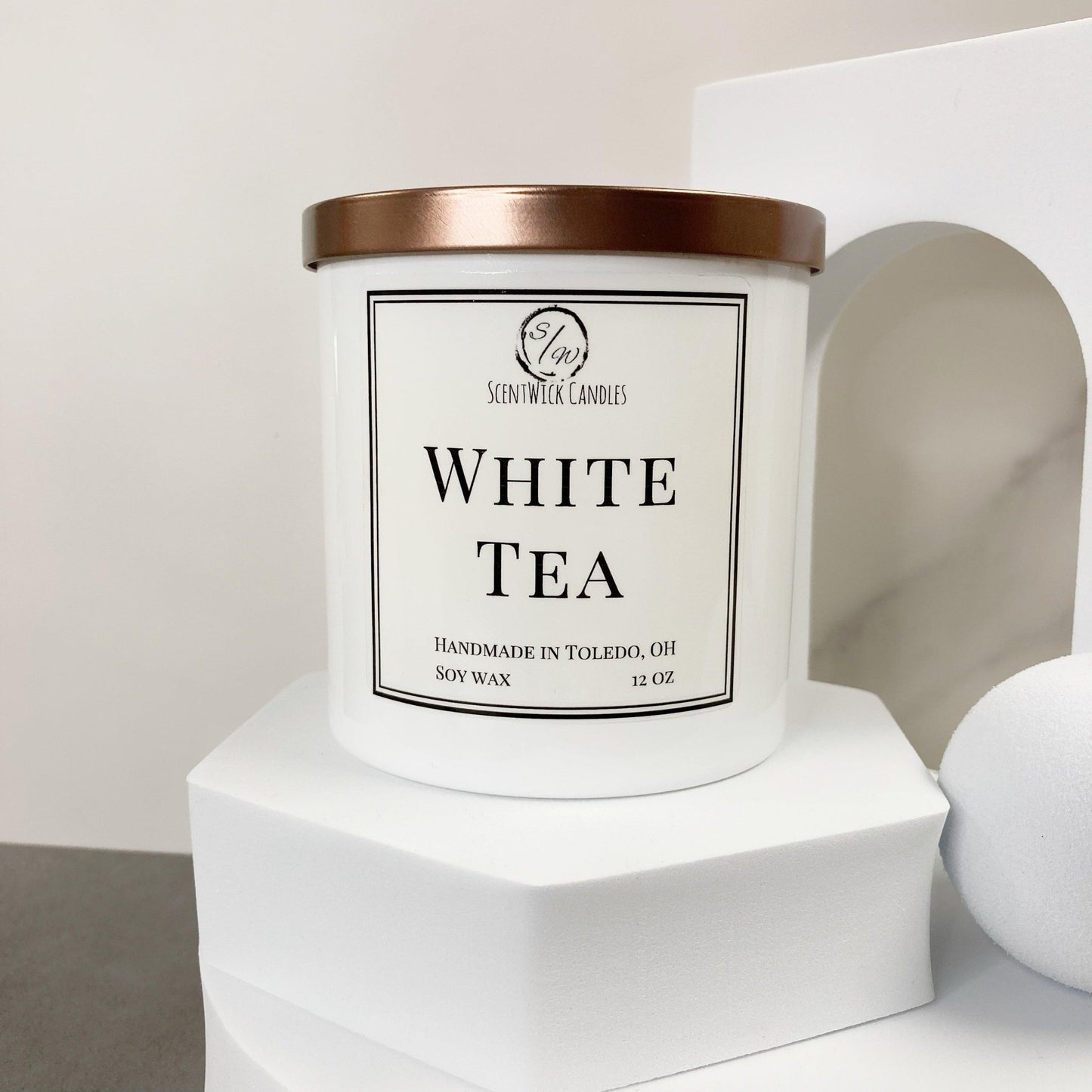 White Tea Candle | The Copper & Gold Collection - ScentWick Candles