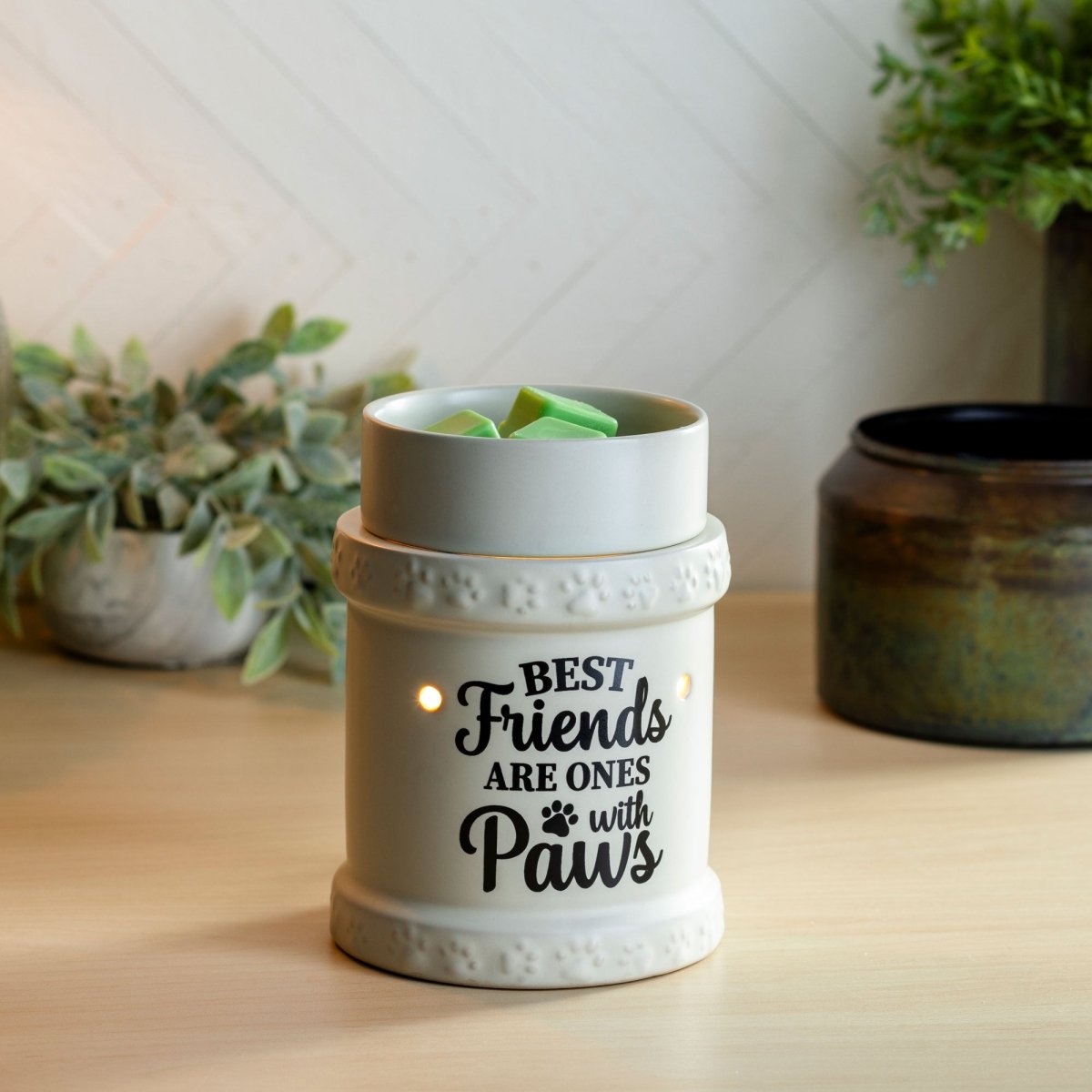 Best Friends Illumination Fragrance Wax Melt Warmer on a side table