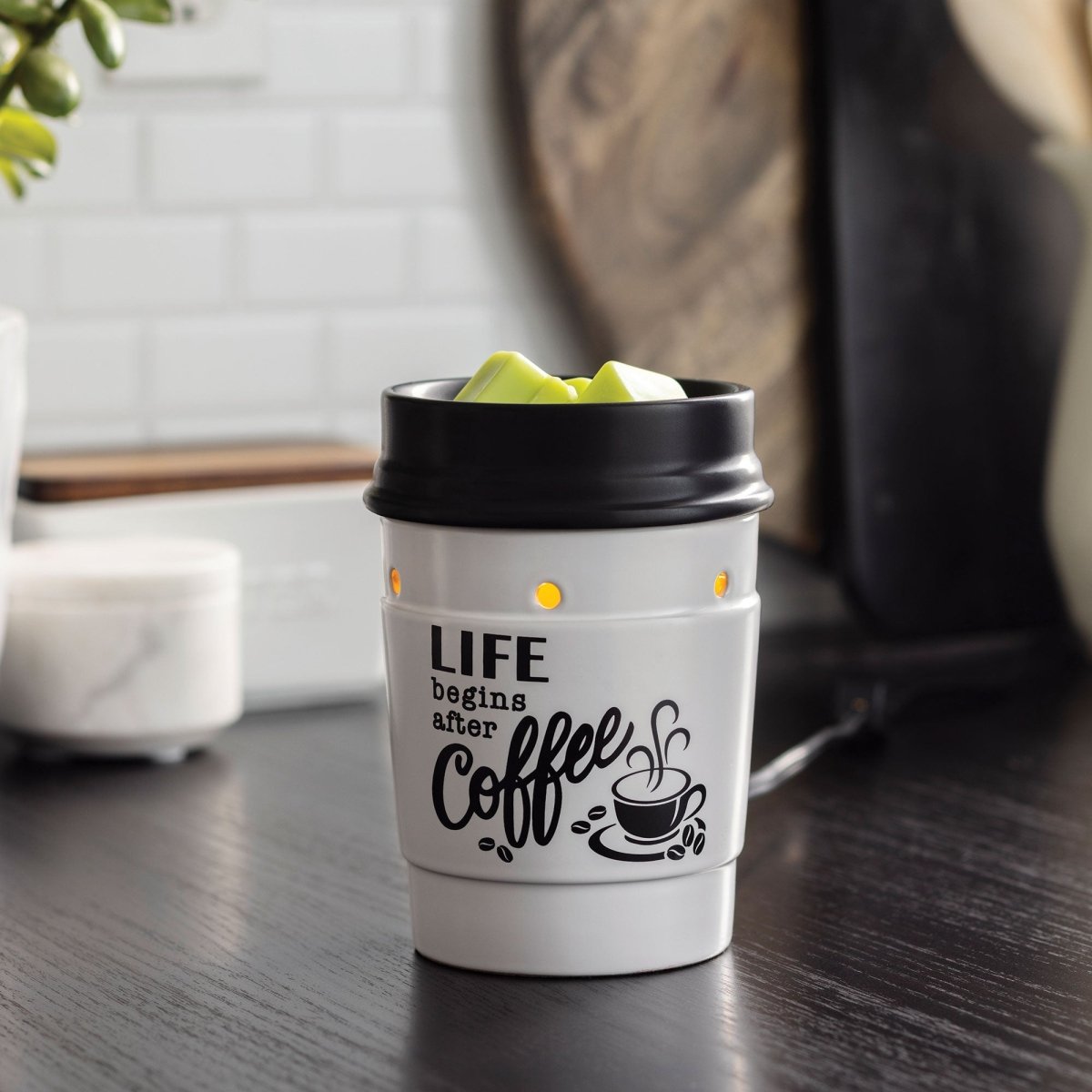 Coffee House Illumination Fragrance Wax Melt Warmer in kitchen