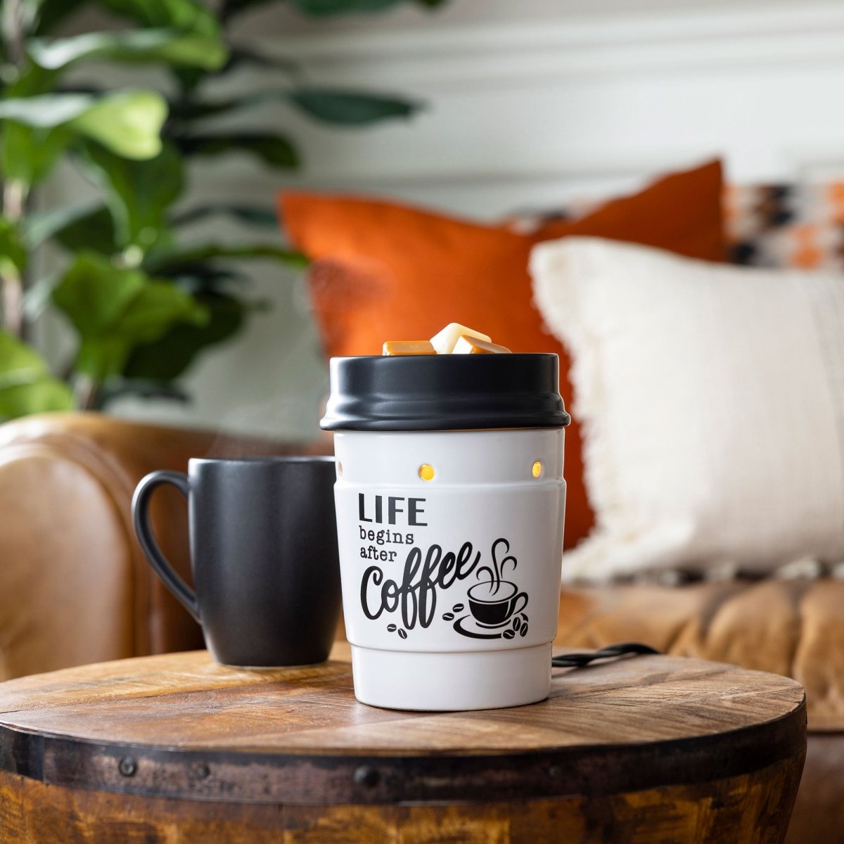 Coffee House Illumination Fragrance Wax Melt Warmer in living room