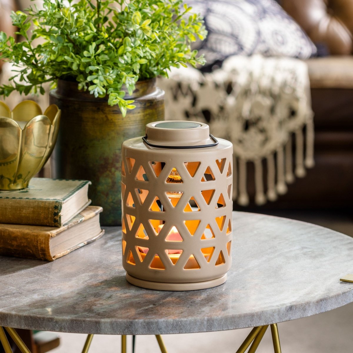 Geo Lantern Canopy Illumination Wax Warmer in Living Room