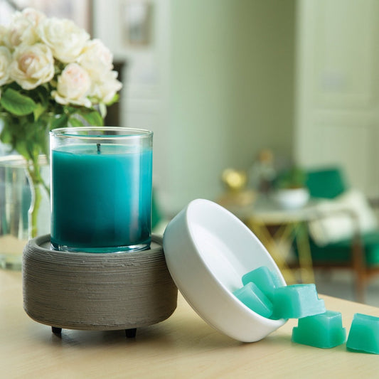 Grey Texture 2-In-1 Classic Fragrance Wax Melt Warmer in living room