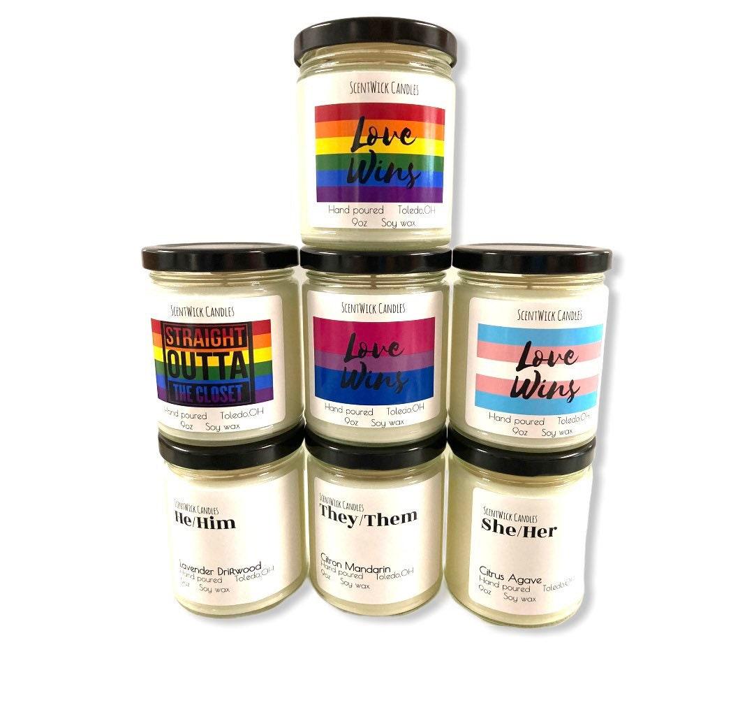LGBTQ She/Her Pronouns Pride Candle - ScentWick Candles