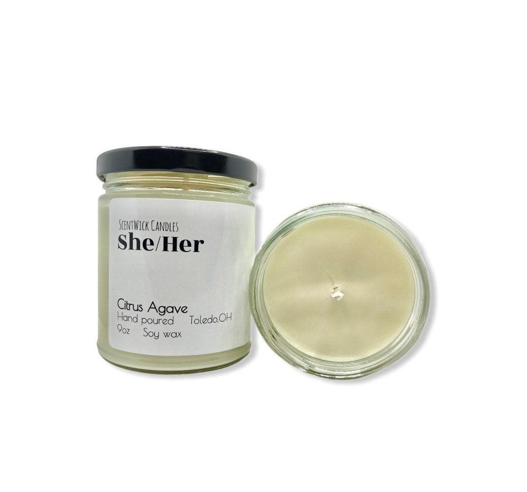 LGBTQ She/Her Pronouns Pride Candle - ScentWick Candles