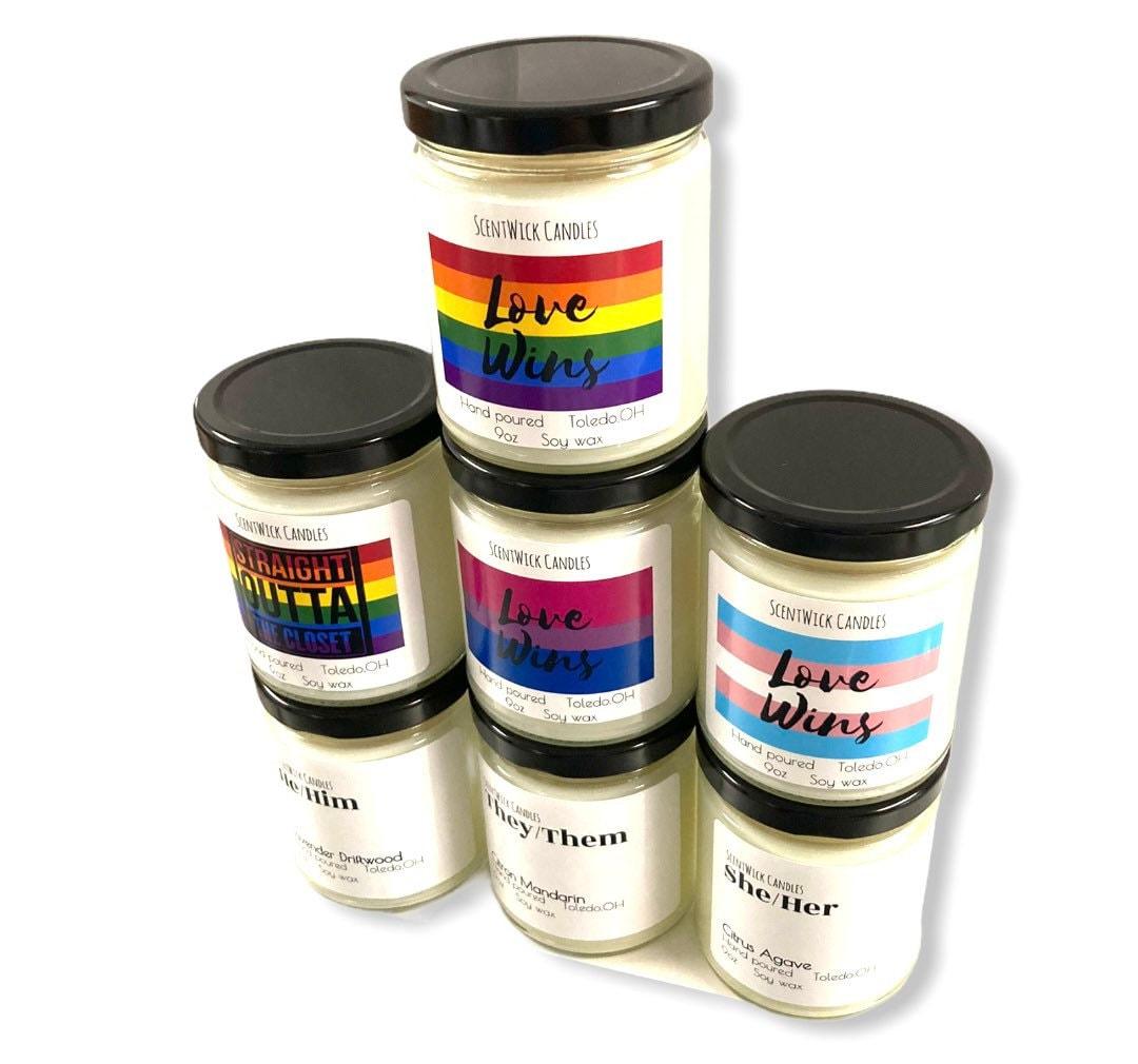 LGBTQ She/Her Pronouns Pride Candle - ScentWick Candles