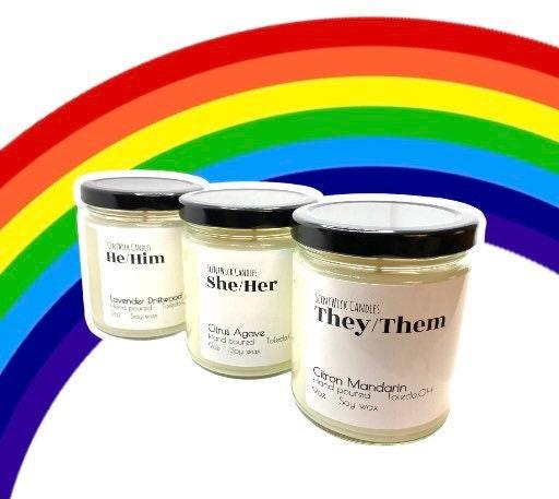 LGBTQ She/Her Pronouns Pride Candle - ScentWick Candles