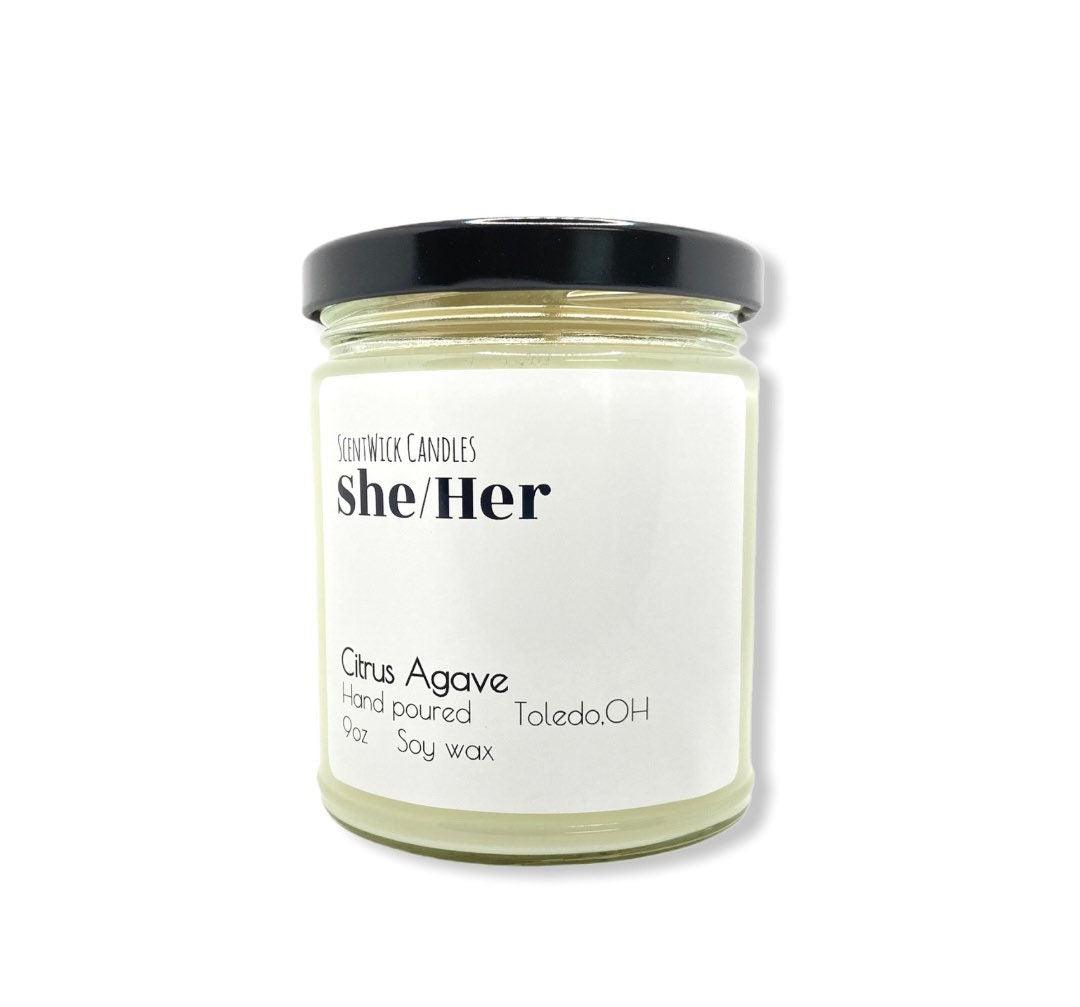 LGBTQ She/Her Pronouns Pride Candle - ScentWick Candles