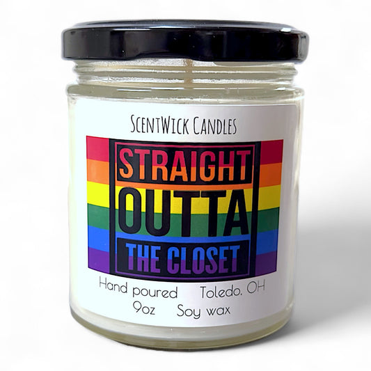 LGBTQ Straight outta the closet Pride Candle - ScentWick Candles