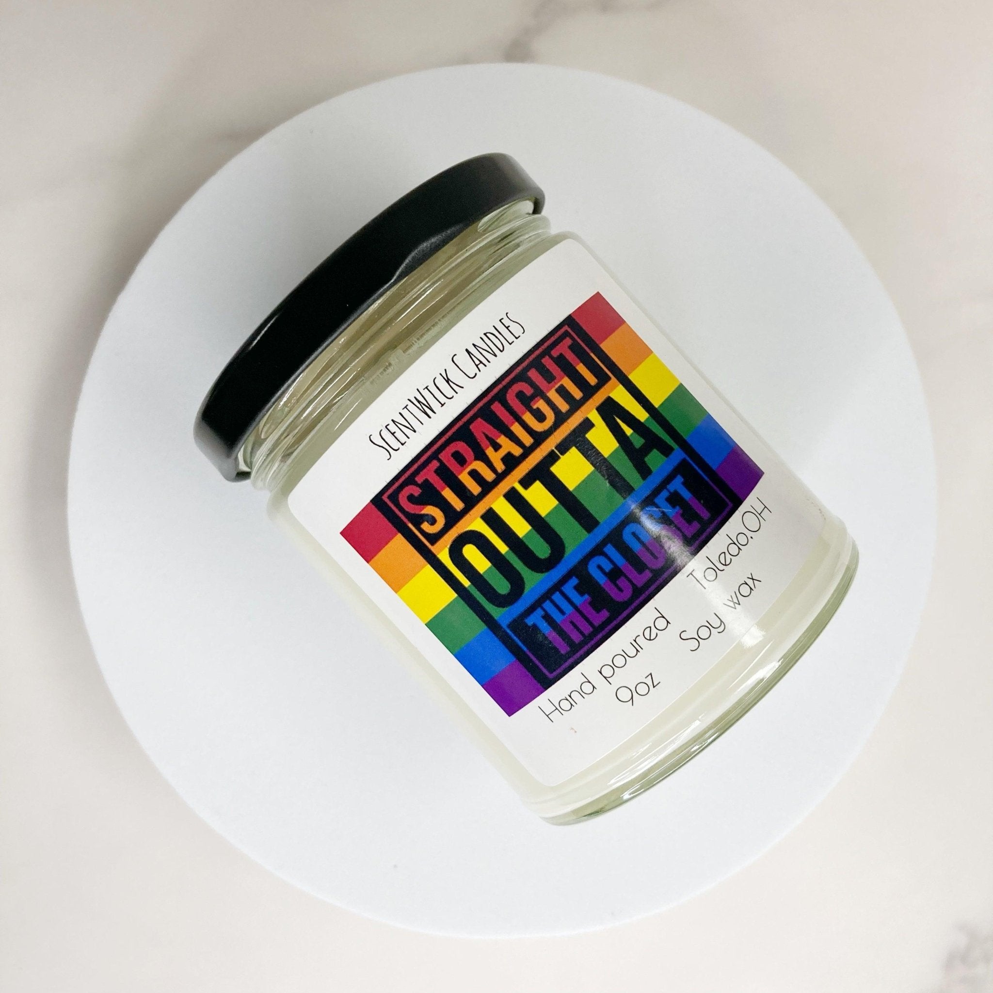 LGBTQ Straight outta the closet Pride Candle - ScentWick Candles