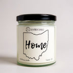 ScentWick Candles jar with Ohio outline and 'Home' text on a white background