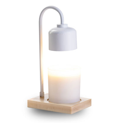 White & Wood Arched Candle Warmer Lamp