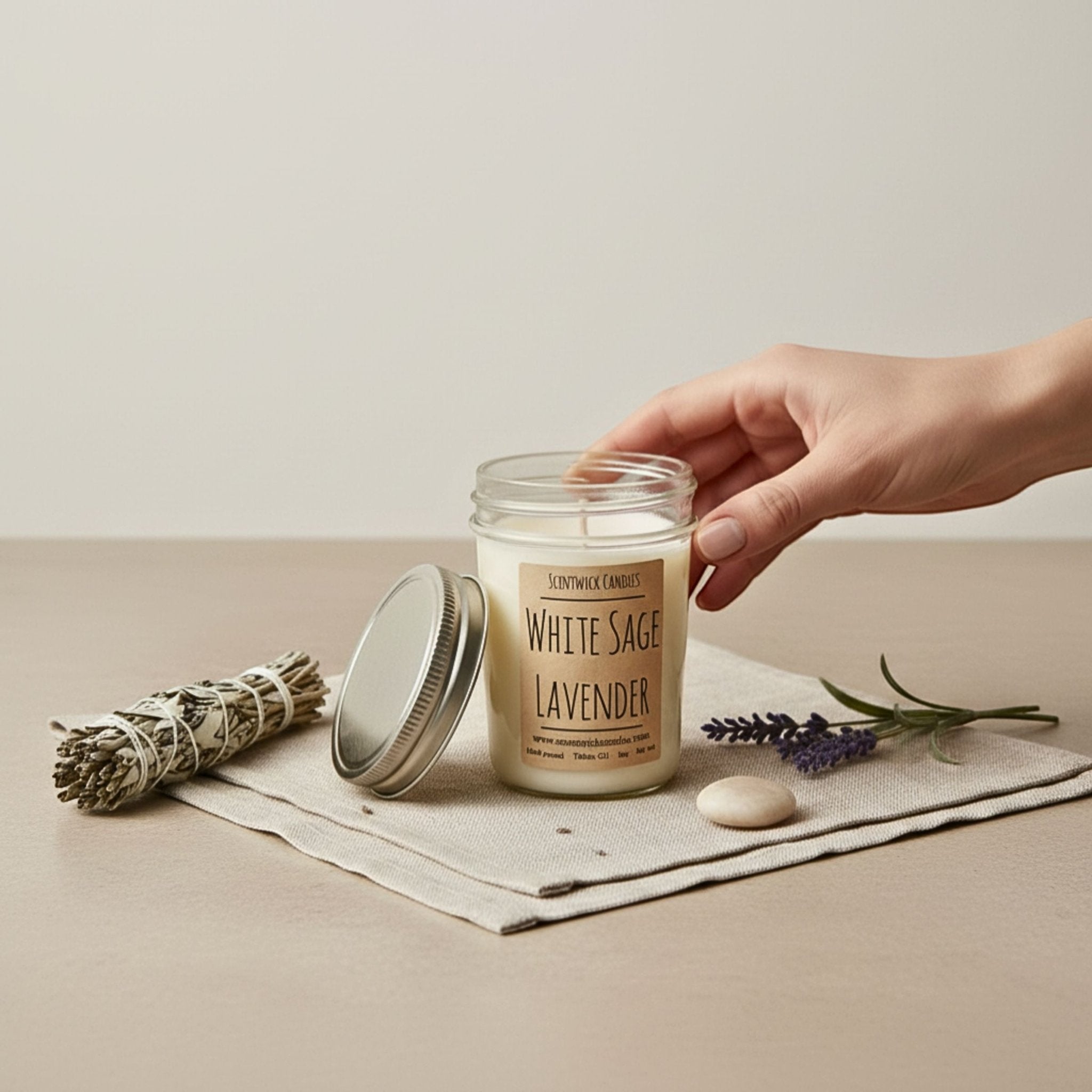 White Sage Lavender Candle - SCENTWICK CANDLES