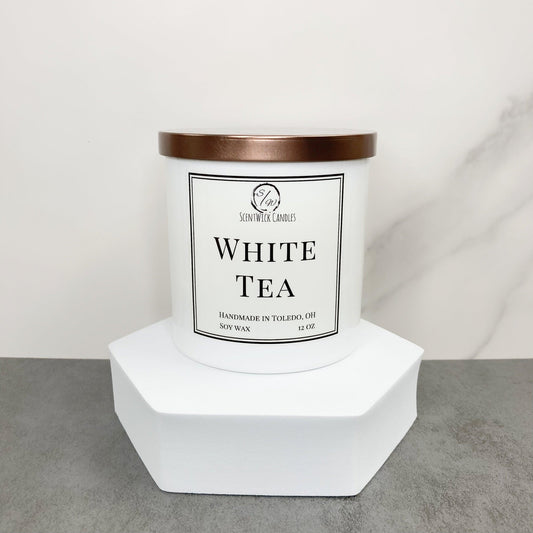 White Tea Candle | The Copper & Gold Collection - ScentWick Candles