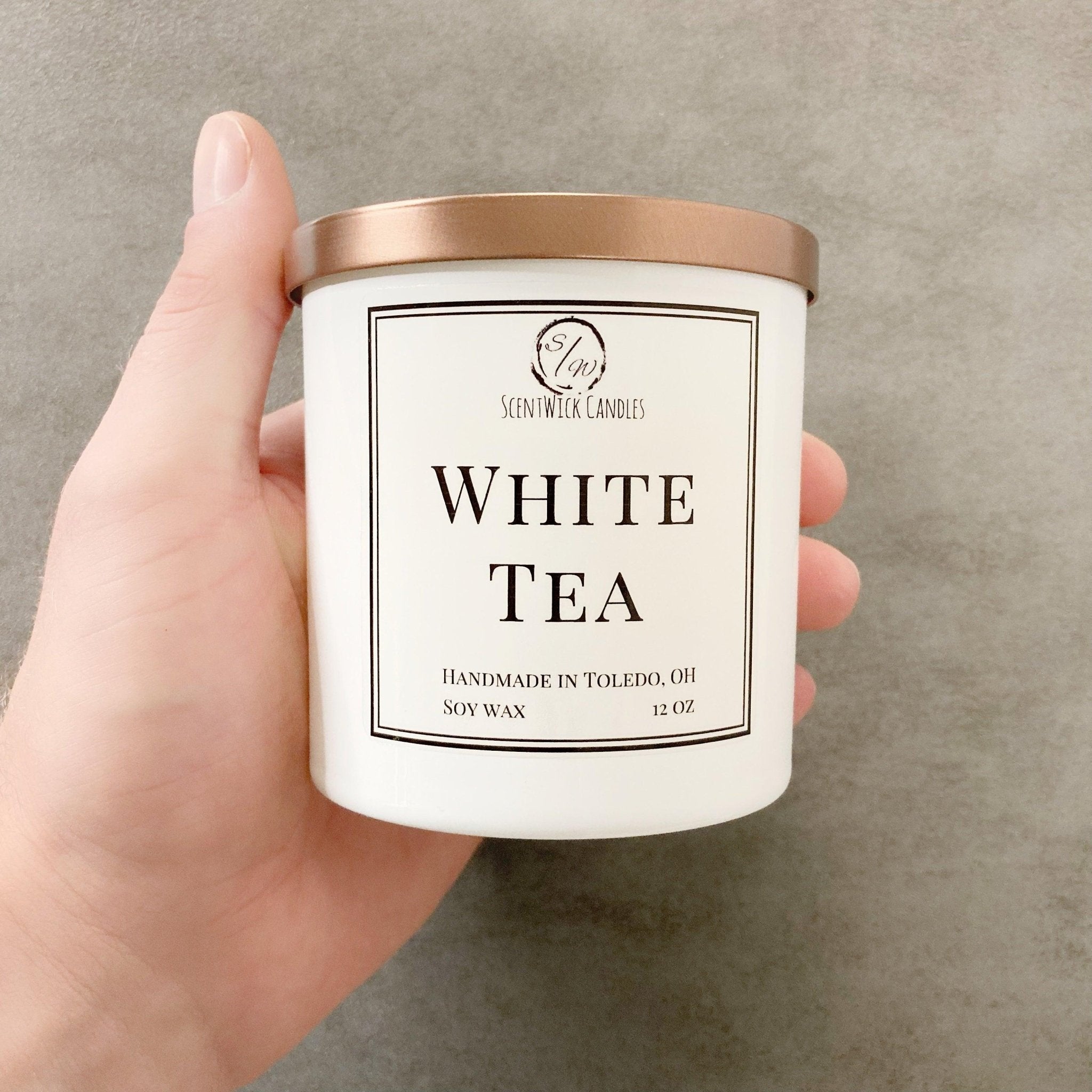 White Tea Candle | The Copper & Gold Collection - ScentWick Candles
